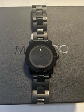Movado Black Minimalist Stainless Steel Watch